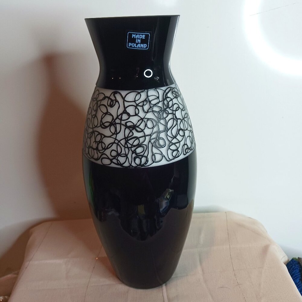 Poland Black Encased Glass Vase